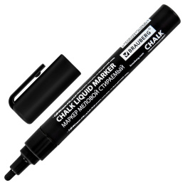 Бор маркері CHALK сұйық маркері, қара, 3 мм, жууға болады, BRAUBERG "CHALK", 152600