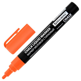Маркер меловой CHALK LIQUID MARKER, ОРАНЖЕВЫЙ, 3 мм, стираемый, BRAUBERG "CHALK", 152591