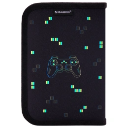 Пенал BRAUBERG с наполнением, 1 отделение, 1 откидная планка, 24 предмета, 21х14 см, "Pixel gamepad", 274619