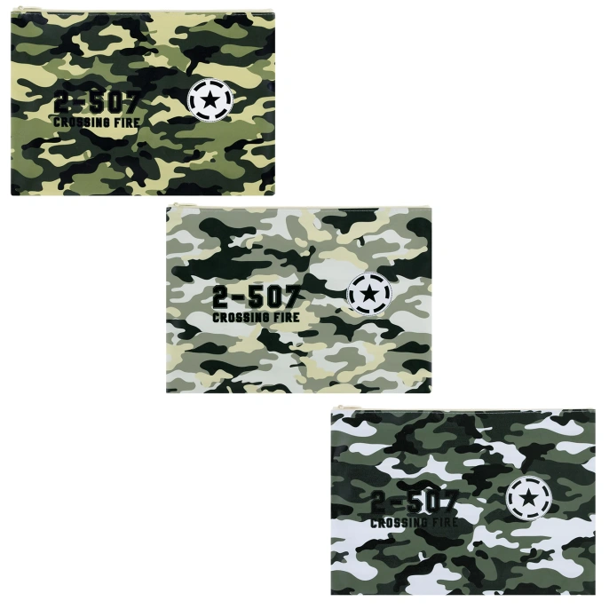 Папка для тетрадей ПИФАГОР А4, 1 отделение, ПВХ, на молнии, ассорти "Camouflage", 32x23 см, 273830