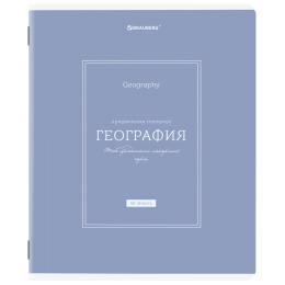 Тетрадь предметная CLASSIC 48 л., рельефный картон, матовая ламинация, ГЕОГРАФИЯ, клетка, подсказки, BRAUBERG, 405139