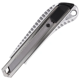 Нож канцелярский 18 мм, КОМПЛЕКТ 2 штуки + 10 ЛЕЗВИЙ, BRAUBERG Metallic, металлический корпус, 273929