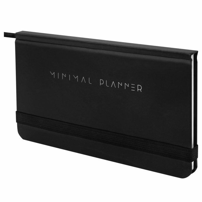 Апталық 171х93 мм серпімді жолақпен белгіленбеген, BRAUBERG, қатты, 64 л.," Minimal", қара, 116309