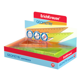Угольник пластиковый ErichKrause Неон, 60°/13см, ассорти (в коробке-дисплее по 30 шт)