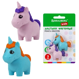 Ластики фигурные BRAUBERG KIDS "Единороги", НАБОР 2 штуки, блистер, 271990