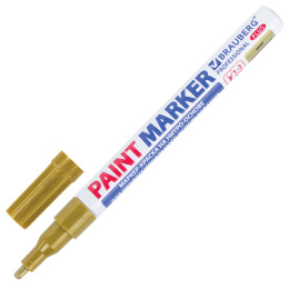 Маркер-лак бояуы (paint marker) 2 мм, алтын, НИТРО негізі, алюминий корпусы, BRAUBERG PROFESSIONAL PLUS, 151443