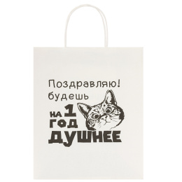 Пакет подарочный (1 штука) 26х13х32 см (L) "На год душнее", крафт, ЗОЛОТАЯ СКАЗКА, 700855