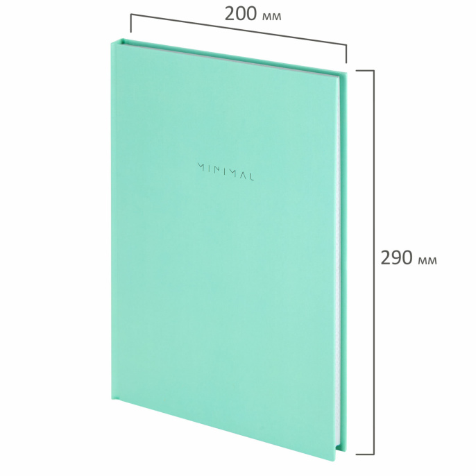 Блокнот БОЛЬШОЙ ФОРМАТ 200х290 мм, А4, 80 л., твердый, клетка, BRAUBERG "Minimal", мятный, 116435