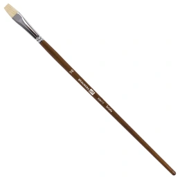 Кисть художественная профессиональная BRAUBERG ART CLASSIC, щетина, плоская, № 10, длинная ручка