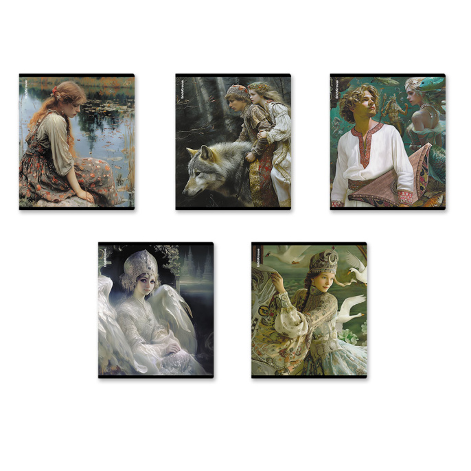 Тетрадь общая ученическая ErichKrause Русские сказки, 80 л., клетка_МИКС
