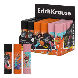 Клей-карандаш ErichKrause Лёгкое склеивание «Ну, Погоди! Каникулы», 13г, ассорти (в коробке-дисплее по 24 шт.)
