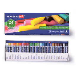 Пастель майы BRAUBERG ART CLASSIC, 24 түсті, дөңгелек қима, 181448