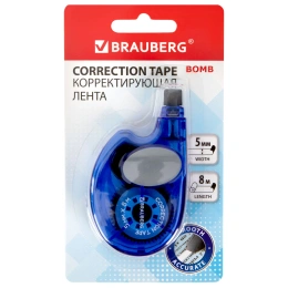 Корректирующая лента BRAUBERG "Bomb", 5 мм х 8 м, корпус темно-синий с резиновой вставкой, 273024