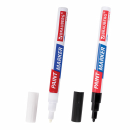 Маркер-бояу лак EXTRA (paint marker) 2 мм, 2 түсті жиынтық, ақ / қара, күшейтілген НИТРО негізі, BRAUBERG, 151993