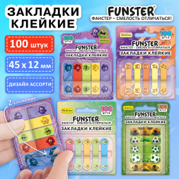 Бетбелгілер жабысқақ Z-FUNSTER (FUNSTER) "Ассорти", 45х12 мм, 100 дана, (5 түсті х 20 парақ), диспенсерде, 116705