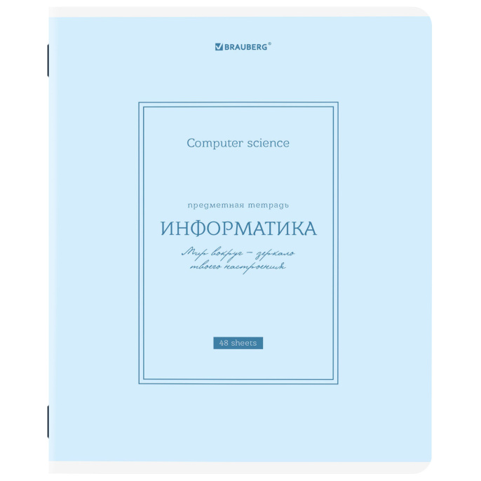 Тетрадь предметная CLASSIC 48 л., рельефный картон, матовая ламинация, ИНФОРМАТИКА, клетка, подсказки, BRAUBERG, 405141