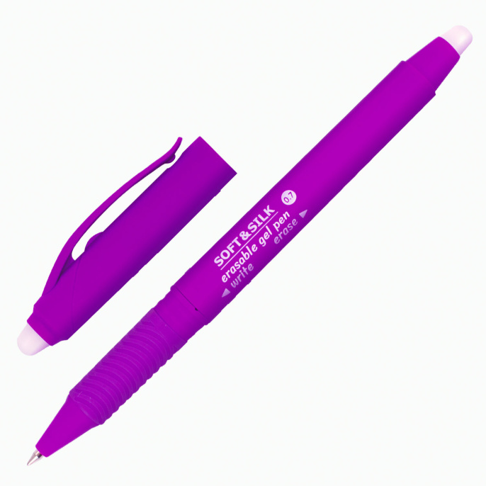 Ручка стираемая гелевая с грипом BRAUBERG "SOFT&SILK FRUITY", СИНЯЯ, корпус ассорти, узел 0,7 мм, 143254