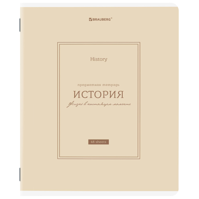 Тетрадь предметная CLASSIC 48 л., рельефный картон, матовая ламинация, ИСТОРИЯ, клетка, подсказки, BRAUBERG, 405142