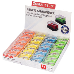 Brauberg "Assistant Mini" қайрауышы, контейнері бар, пластик, ассорти корпусы, 228458