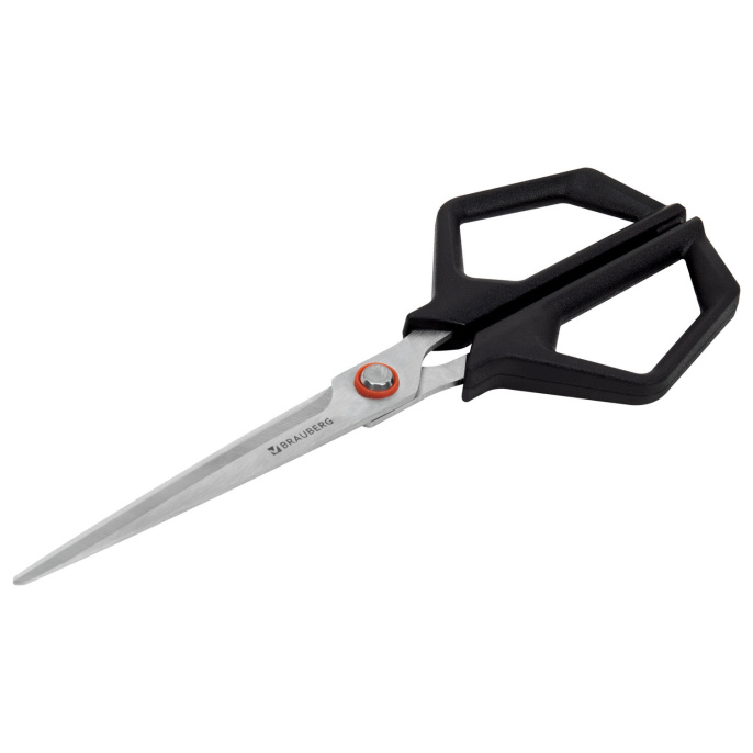 Ножницы BRAUBERG "Super black" 170 мм, черные, 3-сторонняя заточка, ручки из ABS-пластика, 238854