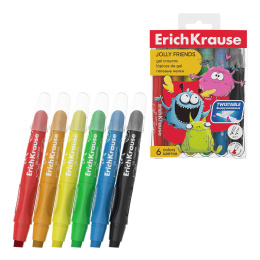 Гелевые мелки ErichKrause Веселые друзья , 6 цветов (в ПЭТ-боксе с европодвесом 6 шт)
